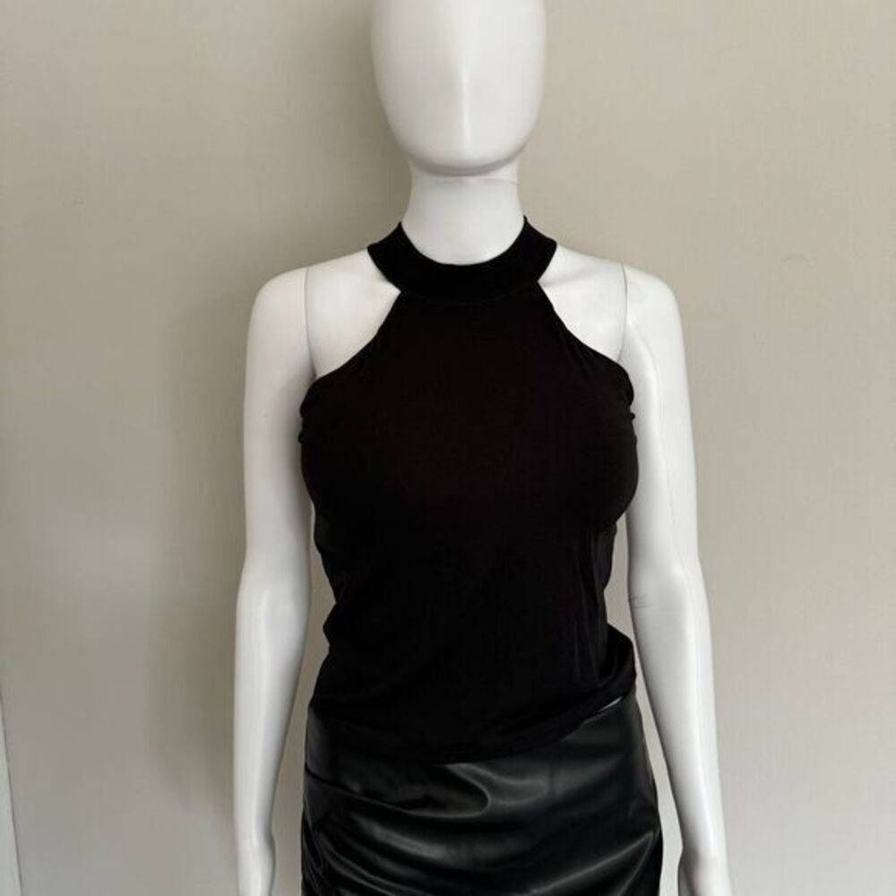 Micas Chic Sleek Black Halter Neck Top XL‎